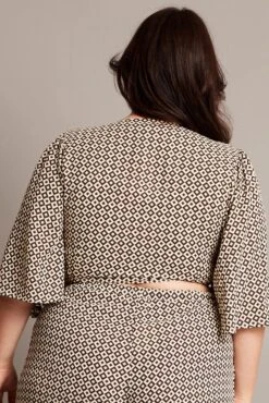 Brown Geo Tie Front Bolero Top -You And All Fashion Store coj1035ex 47a geo 5