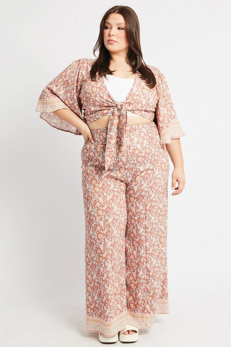 Multi Boho Tie Front Border Print Bolero Top 3 Multi Boho Tie Front Border Print Bolero Top - Image 3