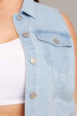 Denim Sleeveless Vest -You And All Fashion Store coj1162 84a light wash 6