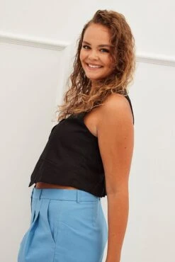 Black Sleeveless Button Fitted Waistcoat -You And All Fashion Store coj1233 34a black 4