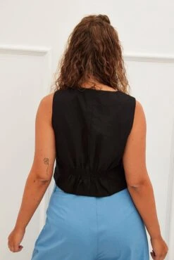 Black Sleeveless Button Fitted Waistcoat -You And All Fashion Store coj1233 34a black 5