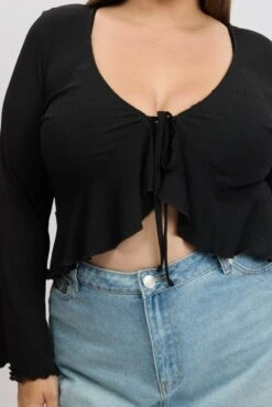 Black Frill Tie Flare Sleeve Bolero Jacket -You And All Fashion Store coj12693tx 84a black 6