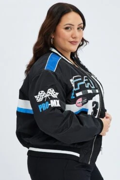 Black Motocross Jacket Bomber Padded Logo -You And All Fashion Store coj1408 59ab black 4