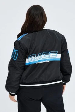 Black Motocross Jacket Bomber Padded Logo -You And All Fashion Store coj1408 59ab black 5