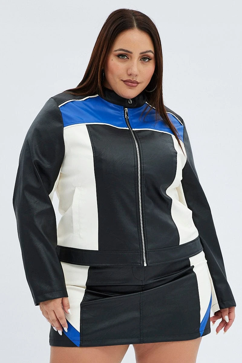 Multi Racer Jacket Long Sleeve Faux Leather 4 Multi Racer Jacket Long Sleeve Faux Leather - Image 4