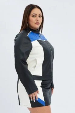Multi Racer Jacket Long Sleeve Faux Leather 11 Multi Racer Jacket Long Sleeve Faux Leather -You And All Fashion Store coj1485x 66a multi 5