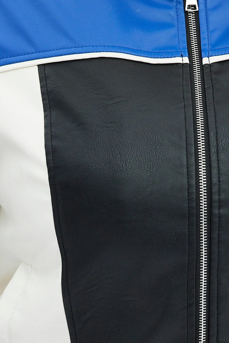 Multi Racer Jacket Long Sleeve Faux Leather 7 Multi Racer Jacket Long Sleeve Faux Leather - Image 7