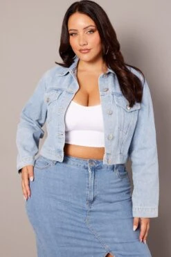 Denim Cropped Jacket -You And All Fashion Store coj1670 84a light wash 3