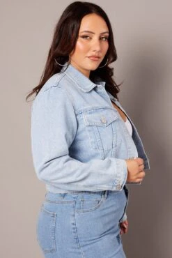 Denim Cropped Jacket -You And All Fashion Store coj1670 84a light wash 4