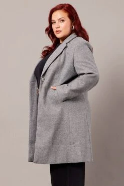 Grey One Button Coat -You And All Fashion Store coj1832 34a grey marle 4