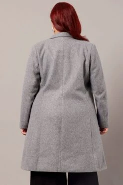 Grey One Button Coat -You And All Fashion Store coj1832 34a grey marle 5
