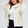 Beige Zip Up Hoodie Jacket New York Motif