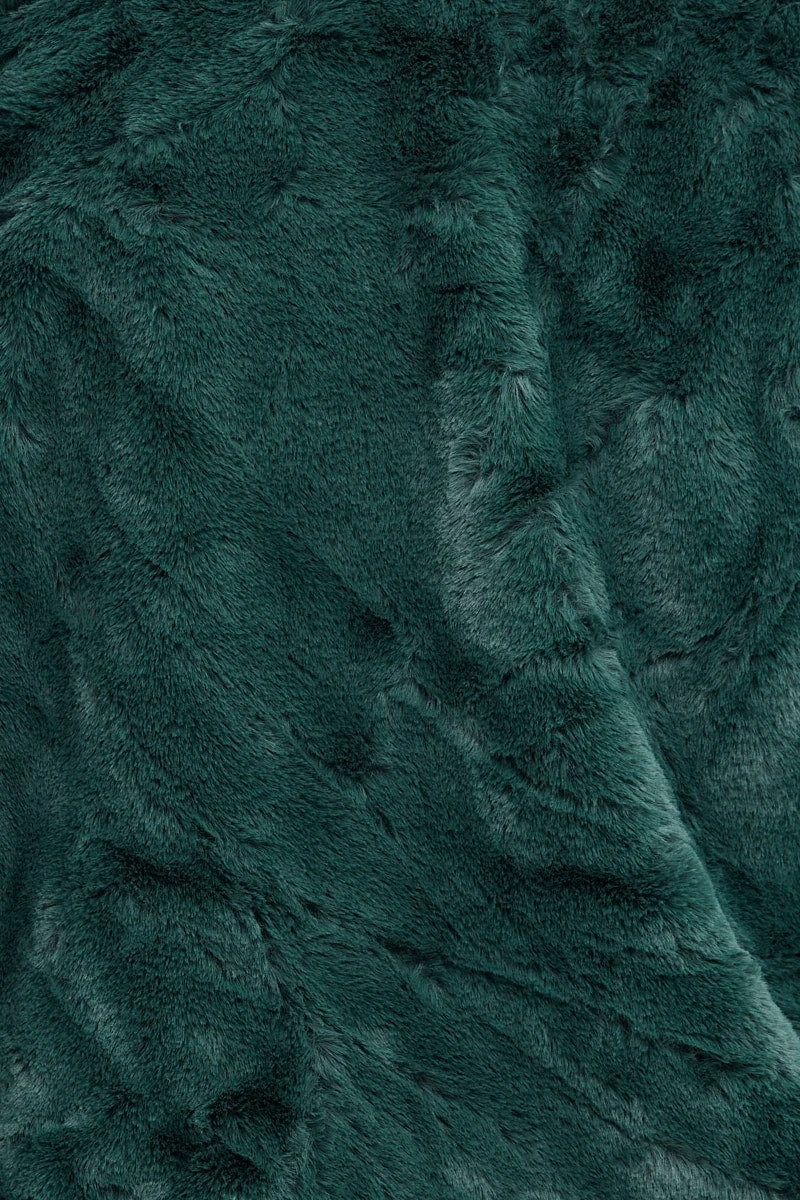 Green Zip Jacket Lined Plush Faux Fur 6 Green Zip Jacket Lined Plush Faux Fur - Image 6