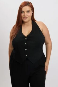 Black Halter Neck Vest -You And All Fashion Store coj1963 35ab black 3