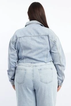 Denim Cropped Distressed Vintage Look Jacket -You And All Fashion Store coj1974a 84a light wash 5