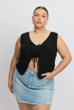 Black Tie Up Vest -You And All Fashion Store coj1975 47ab black 3