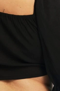 Black Bolero Jacket Tie Front Wrap Puff Sleeve -You And All Fashion Store coj25844 43ab black 5