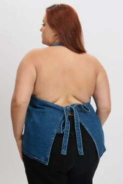 Denim Halter Vest -You And All Fashion Store coj3117 84ab dark wash 5