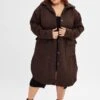 Brown Boucle Shacket Coat Longline