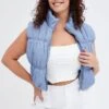 Grey Puffer Vest Sleeveless