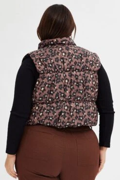 Brown Animal Print Puffer Vest Crop Sleeveless Leopard -You And All Fashion Store coj31703b 33a animal pri 5