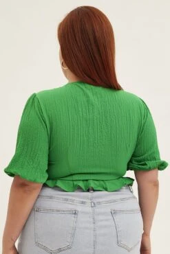 Green Tie Bolero Crop Textured Puff Sleeve 10 Green Tie Bolero Crop Textured Puff Sleeve -You And All Fashion Store coj31725 36a green 5