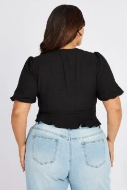 Black Puff Sleeve Crepe Tie Bolero Jacket -You And All Fashion Store coj31725a 36a black 5