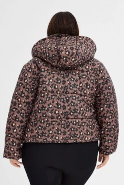 Brown Animal Print Puffer Jacket Long Sleeve Leopard 10 Brown Animal Print Puffer Jacket Long Sleeve Leopard -You And All Fashion Store coj31808 33ab animal pri 5