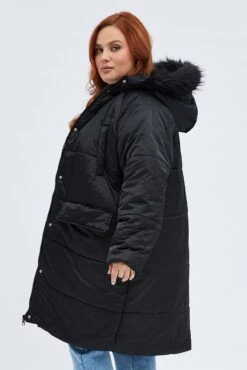 Black Puffer Coat Fur Hood Long Sleeve 9 Black Puffer Coat Fur Hood Long Sleeve -You And All Fashion Store coj31891 33ab black 4