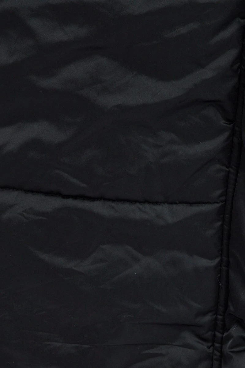 Black Puffer Coat Fur Hood Long Sleeve 6 Black Puffer Coat Fur Hood Long Sleeve - Image 6