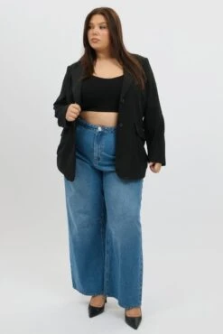 Black Oversized Lined Two Button Blazer -You And All Fashion Store coj31914 35a black 3