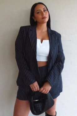 Blue Stripe Pinstripe Blazer