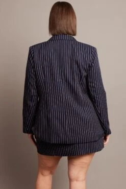 Blue Stripe Pinstripe Blazer -You And All Fashion Store coj31914px 10ab stripe 5