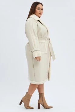 Camel Long Coat Shearling Lined Pu 9 Camel Long Coat Shearling Lined Pu -You And All Fashion Store coj31929 66a beige 4
