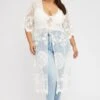 White Lace Mesh Kimono