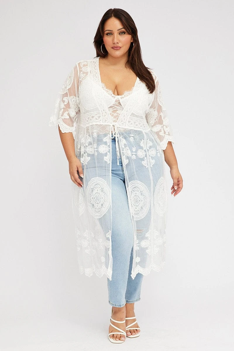 White Lace Mesh Kimono 1 White Lace Mesh Kimono
