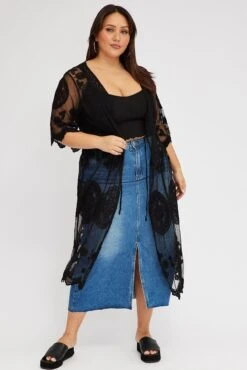 Black Lace Mesh Kimono 8 Black Lace Mesh Kimono -You And All Fashion Store coj32211ba 47a black 3