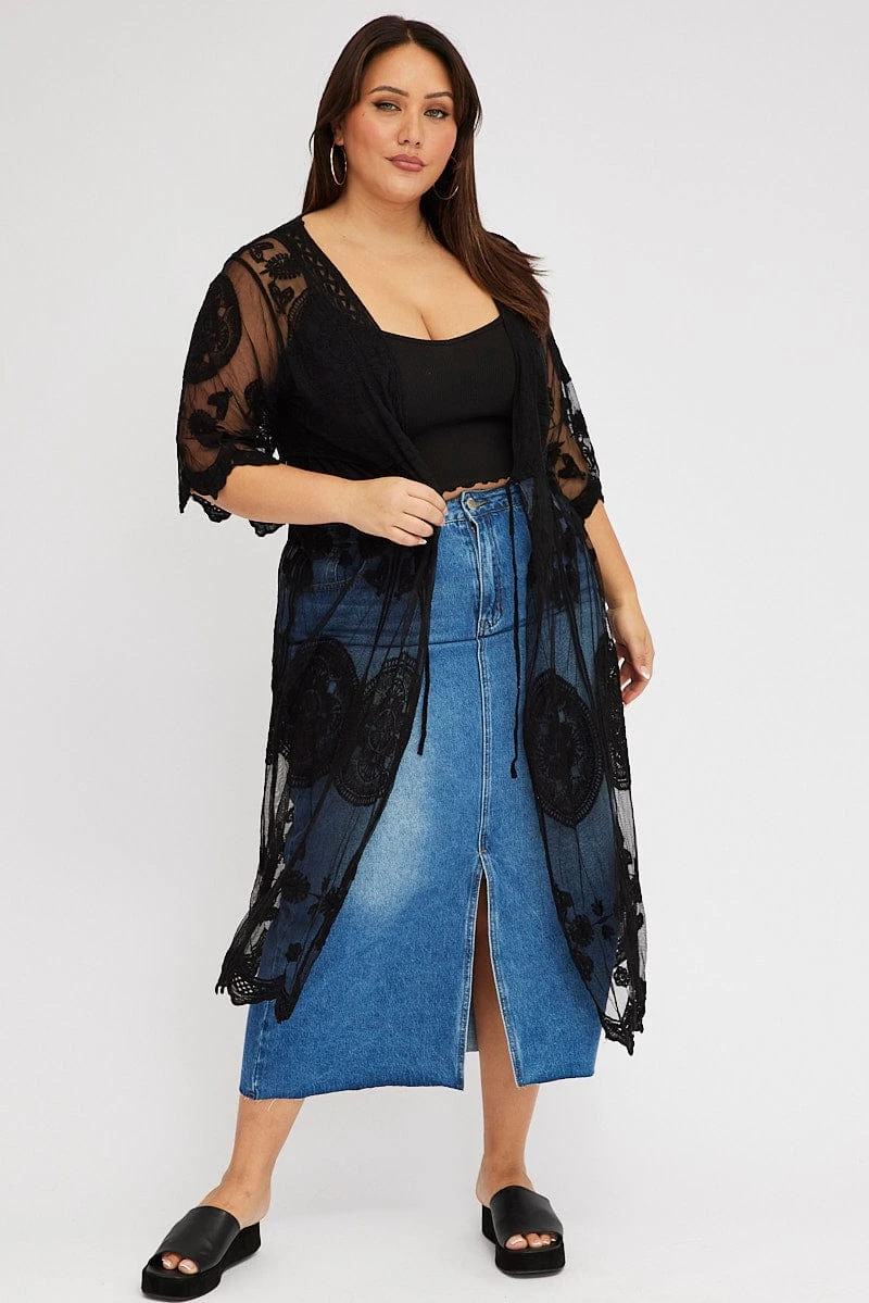 Black Lace Mesh Kimono 3 Black Lace Mesh Kimono - Image 3