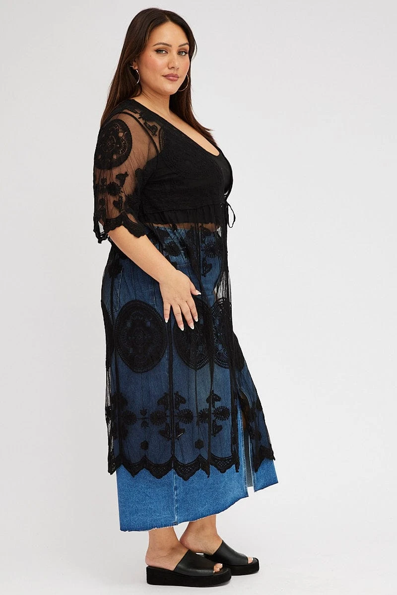 Black Lace Mesh Kimono 4 Black Lace Mesh Kimono - Image 4