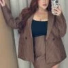 Brown Check Oversized Blazer