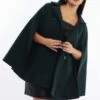 Green Cape Coat Double Breasted