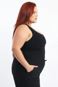 Black Scoop Neck Linen Blend Tie Back Vest -You And All Fashion Store coj32496c 35ab black 4