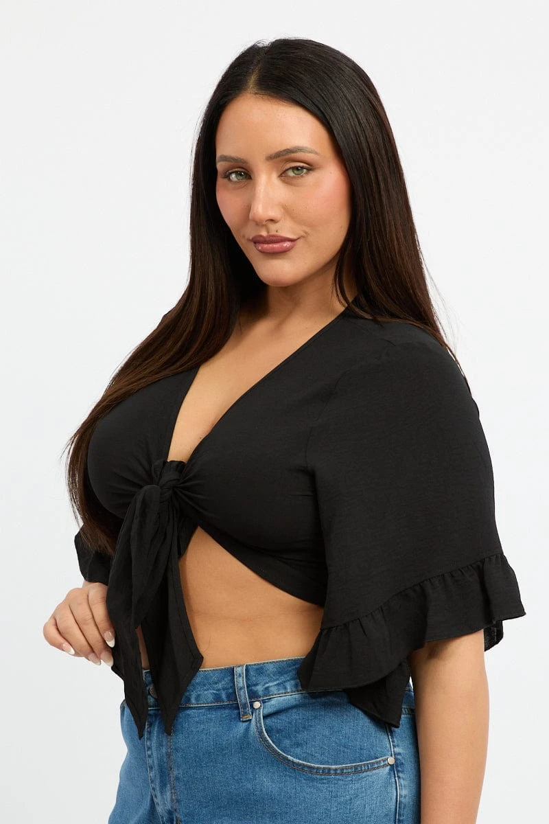 Black Frill Tie Jacket Bolero Top 3 Black Frill Tie Jacket Bolero Top - Image 3