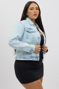 Denim Light Acid Wash Denim Jacket -You And All Fashion Store coj32594 84a light wash 4