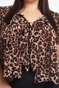 Brown Animal Print Leopard Bow Jacket 9 Brown Animal Print Leopard Bow Jacket -You And All Fashion Store coj32625 122ab animal pri 5