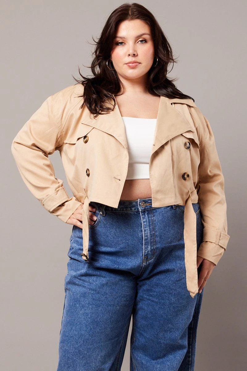 Beige Crop Trench Coat 2 Beige Crop Trench Coat - Image 2
