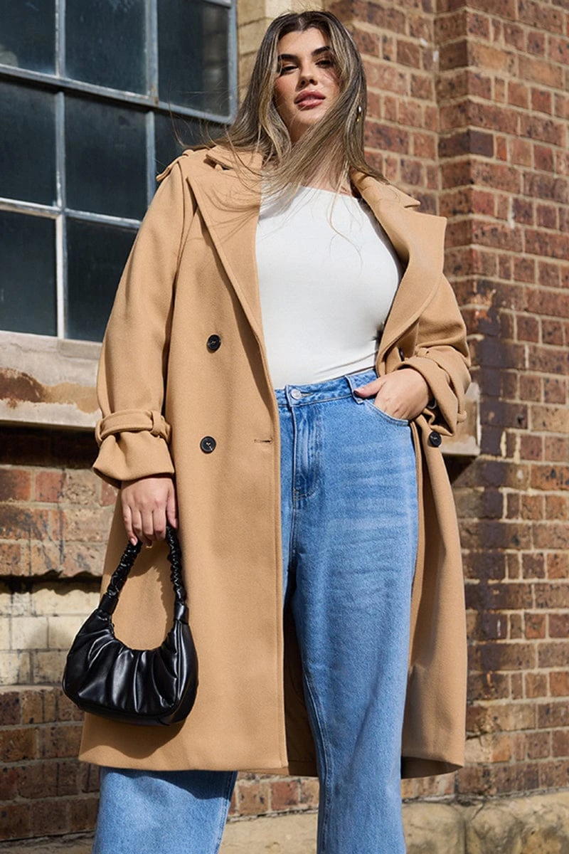 Beige Longline Belted Lined Coat 1 Beige Longline Belted Lined Coat