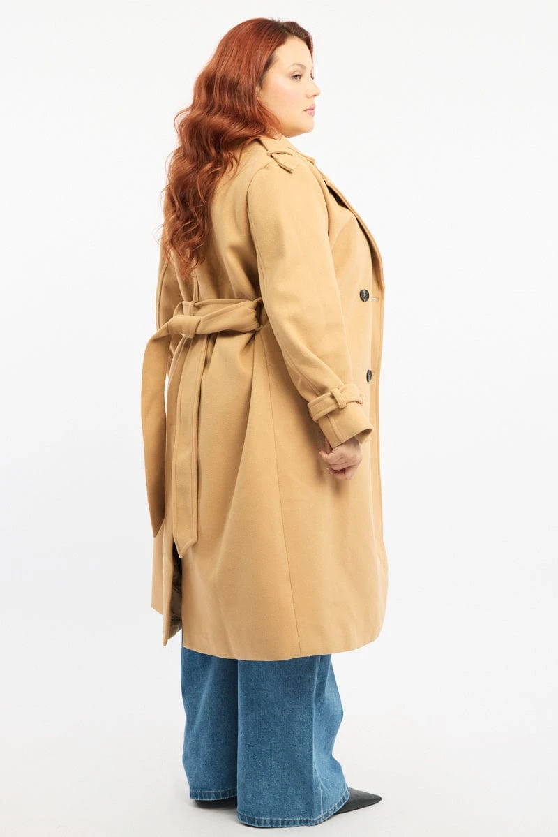 Beige Longline Belted Lined Coat 4 Beige Longline Belted Lined Coat - Image 4