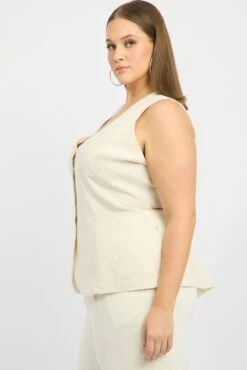 Beige Longline Linen Blend Tie Back Vest -You And All Fashion Store coj5693x 125ab oatmeal 3