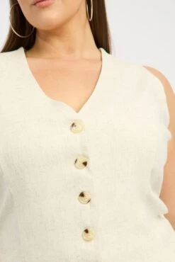 Beige Longline Linen Blend Tie Back Vest -You And All Fashion Store coj5693x 125ab oatmeal 5